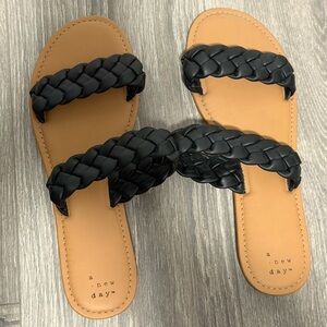 A New Day Black Double Strap Sandals